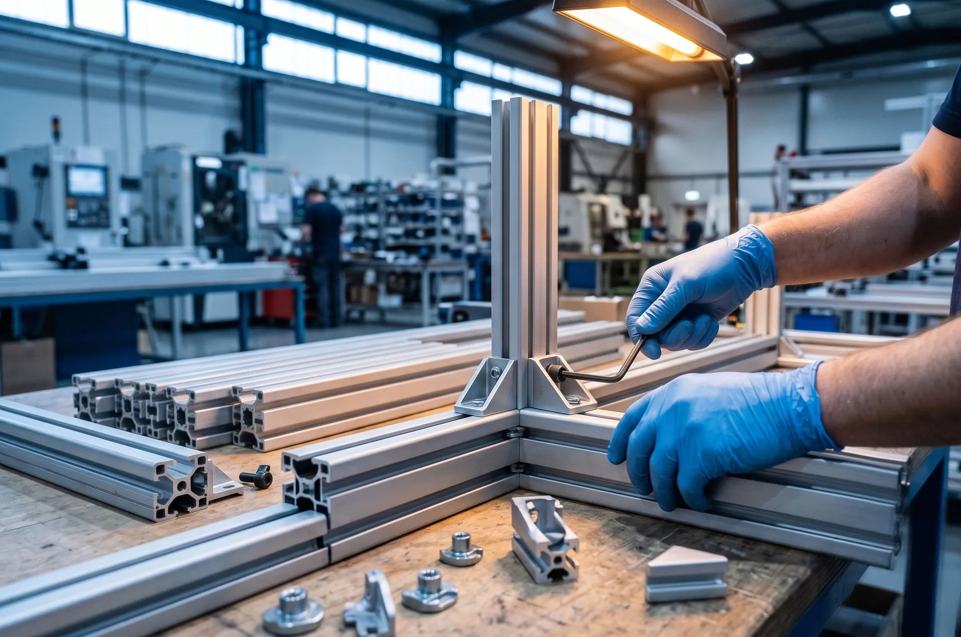 Modular aluminum extrusion framing on an automation machine base